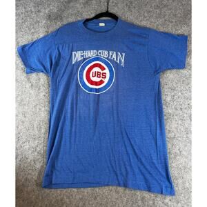 VTG 80s Chicago Cubs Die Hard Cub Fan T Shirt Adult Unisex XL Blue Baseball MLB